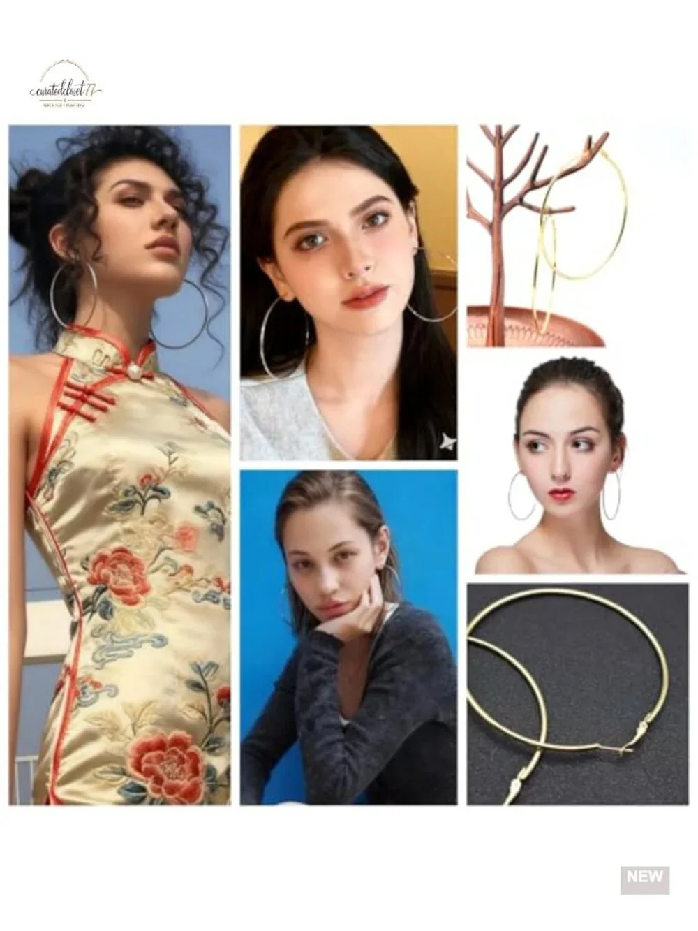 10cm Geometric Thin Hoop Earrings, Nickel-Free Lightweight Statement Earrings